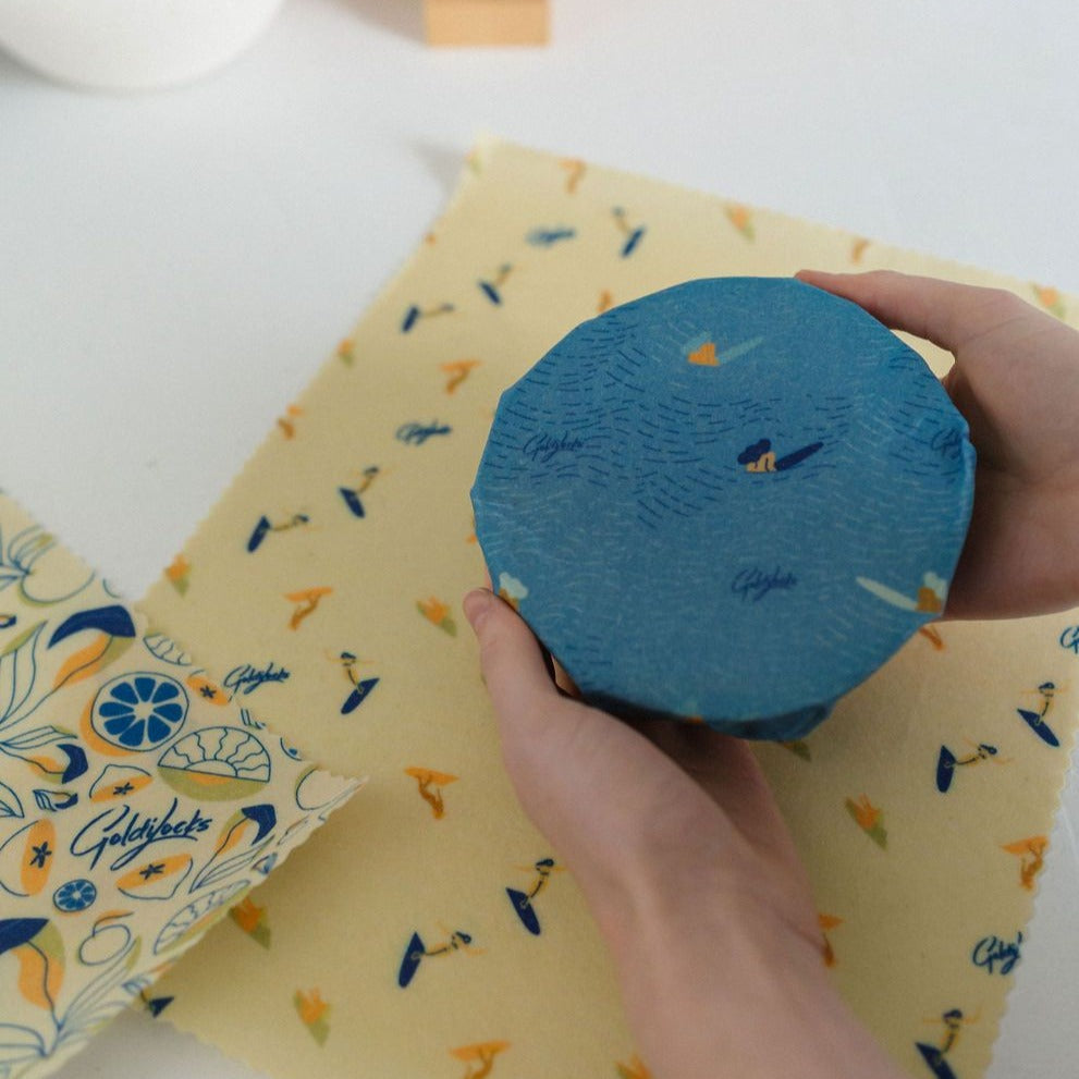 Goldilocks Goods Beeswax Food Wraps: Surfer Girls Set of 3