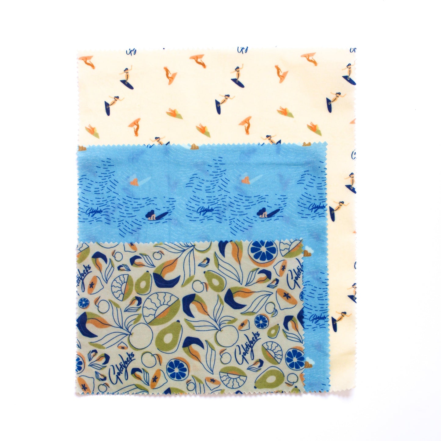 Goldilocks Goods Beeswax Food Wraps: Surfer Girls Set of 3