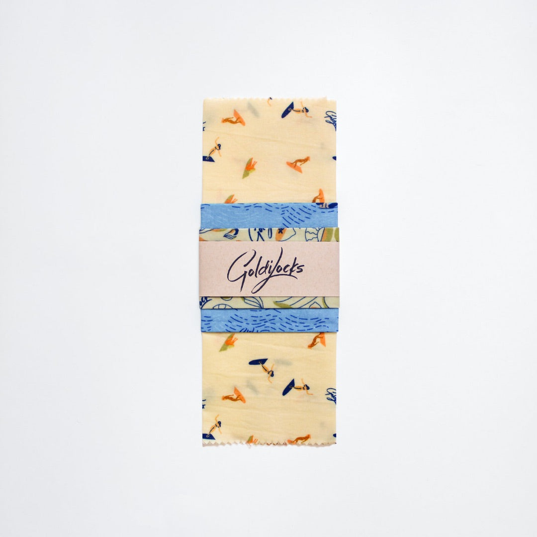 Goldilocks Goods Beeswax Food Wraps: Surfer Girls Set of 3