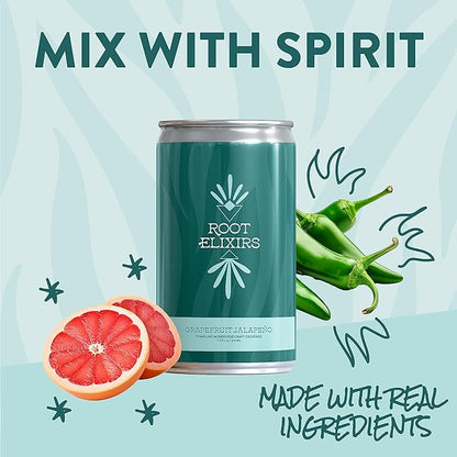 Root Elixirs Variety Pack | Root Elixirs Sparkling Premium Cocktail Mixers Cans - 24 Cans (7.5 oz)