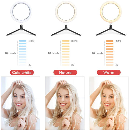 26cm LED Selfie Ring Lamp Photographic Selfie Ring Lighting