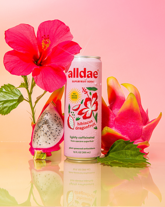 AllDae Hibiscus Dragonfruit Superfruit Soda Can - 12 cans x 12 oz case