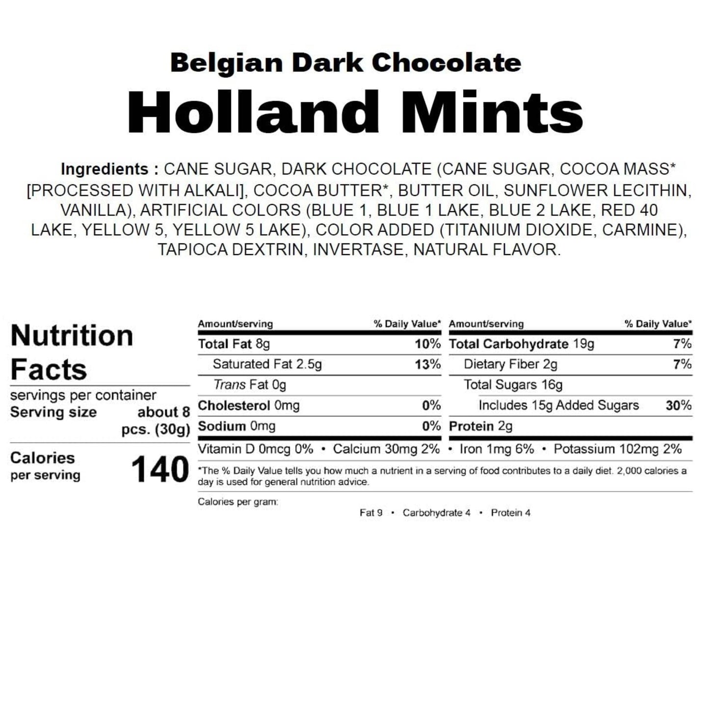 Andy Anand Gluten Free Vegan Holland Mints – 2 lb Dark Belgian Chocolate (60% Cocoa Butter) with Pure Peppermint Oil, Dutch Gourmet Candy, Rich Minty Flavor, Holiday Gift Box