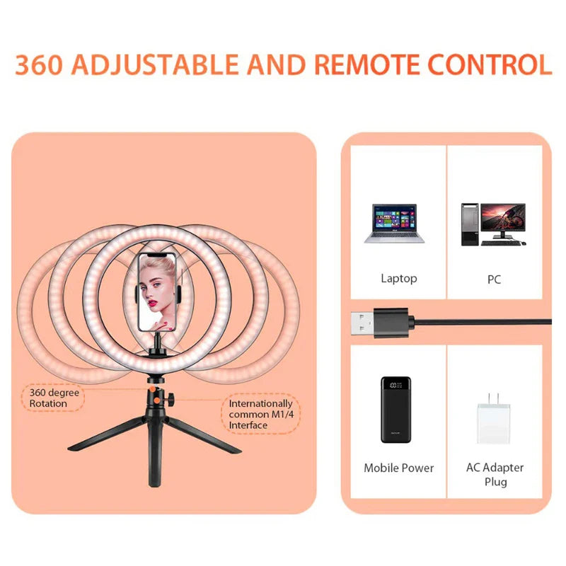 26cm LED Selfie Ring Lamp Photographic Selfie Ring Lighting