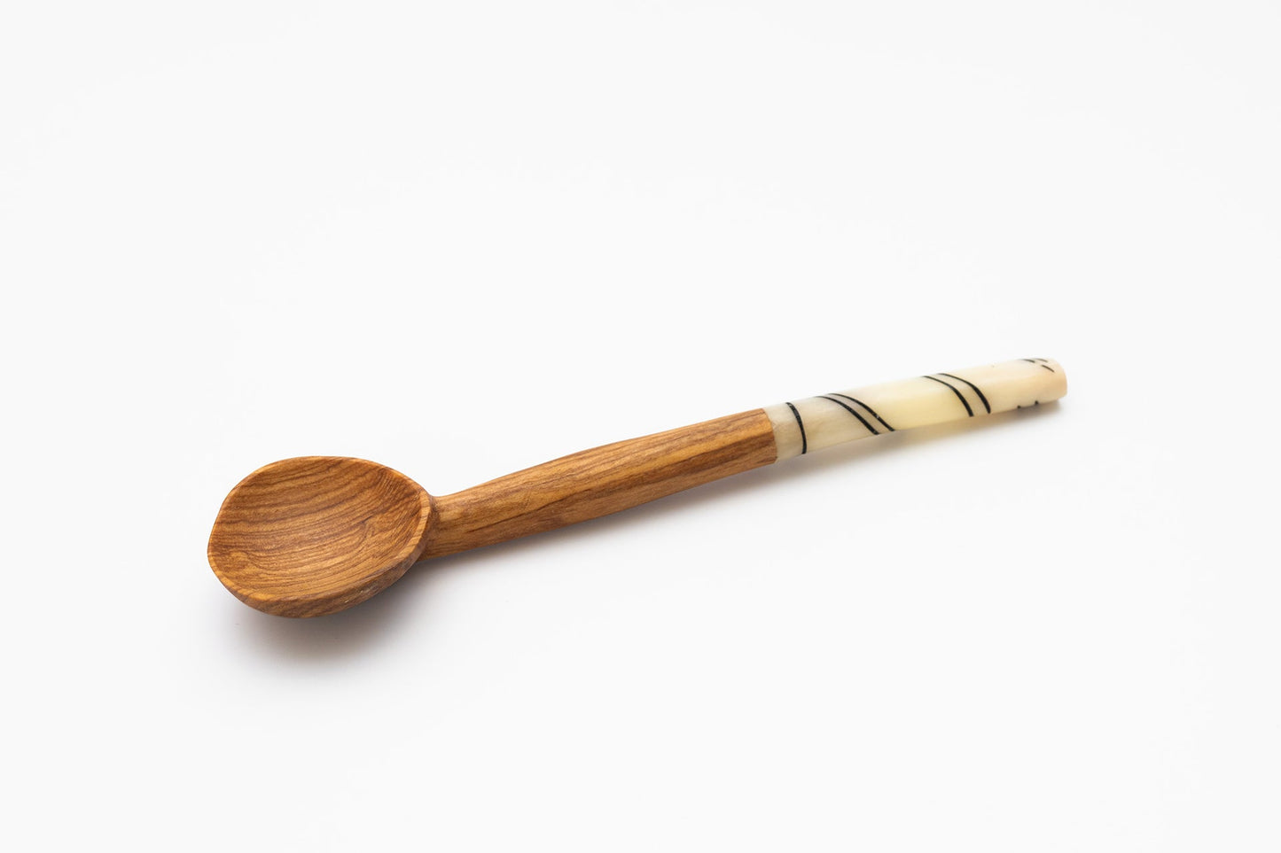Handmade Striped Bone Handle Wooden Spoon (1 each)