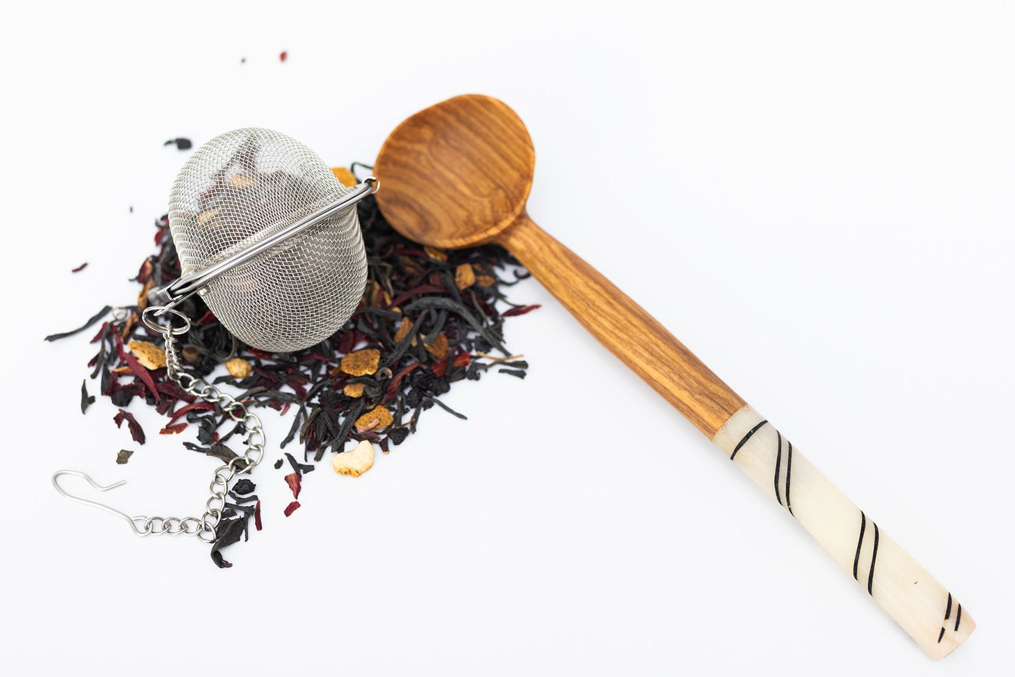 Handmade Striped Bone Handle Wooden Spoon (1 each)