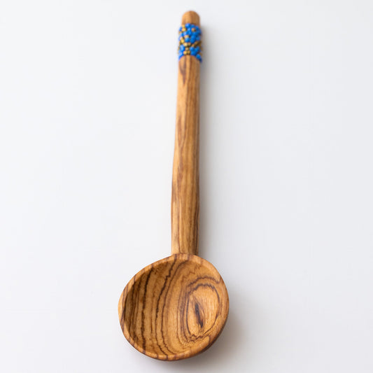 Handmade Round Spoon with Beaded Handle ( 1 each)