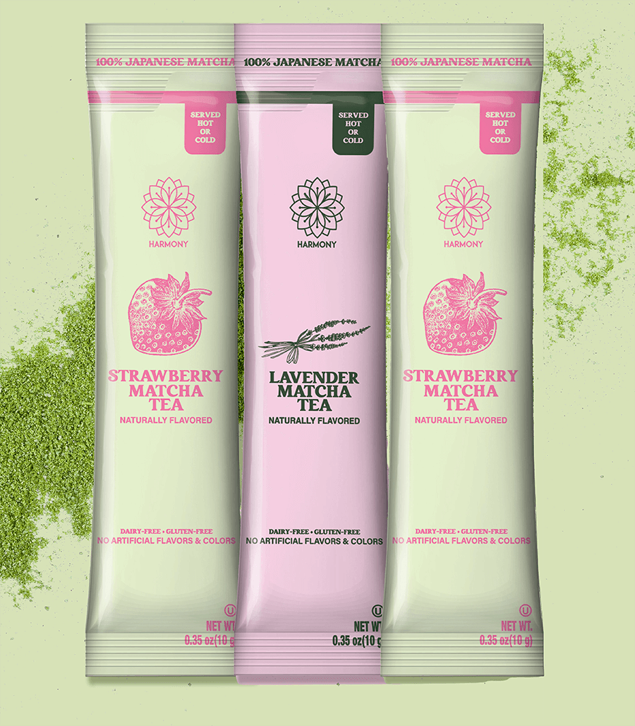 Matcha Combo Variety Pack – Lavender, Strawberry & Vanilla – Premium Shade-Grown Japanese Matcha, Sweetened with Organic Sugar, 30 Single Stick Packs