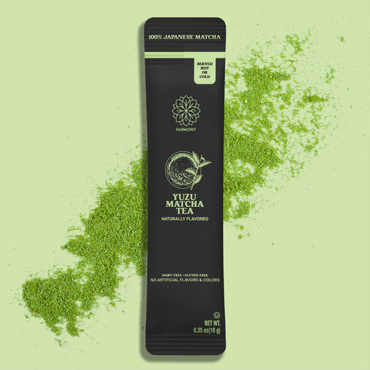 Harmony Matcha Yuzu – Premium Shade-Grown Japanese Matcha, Sweetened with Organic Sugar (10 Stick Packs)