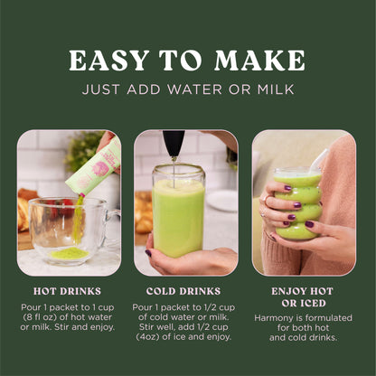 Harmony Matcha Lavender – Premium Shade-Grown Japanese Matcha, Sweetened with Organic Sugar (10 Stick Packs)