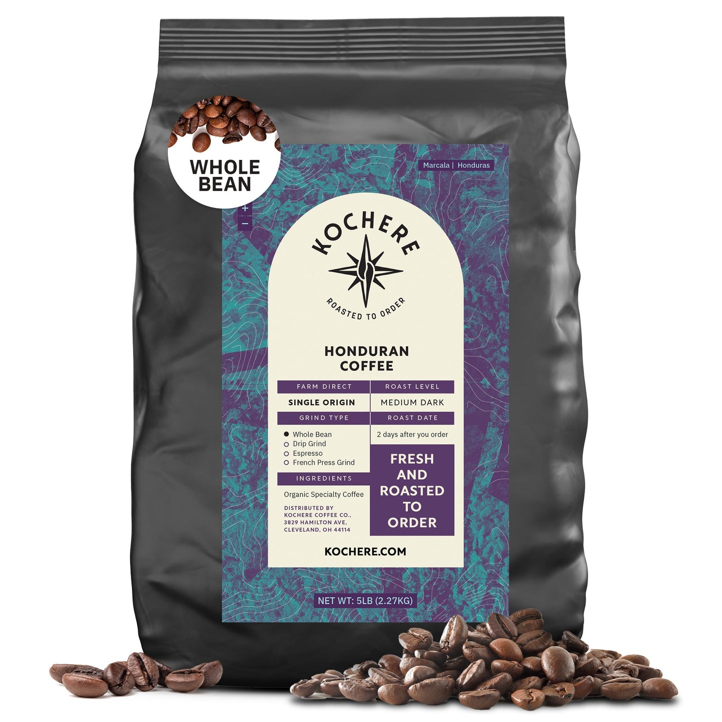 Kochere Coffee Honduran Marcala Organic Medium Roast - Caramel, Spice, Brown Sugar Notes