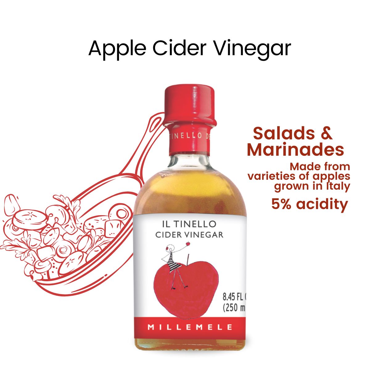 IL TINELLO, Apple Cider Vinegar Aceto di Mele, (8.45 fl oz) 250ml