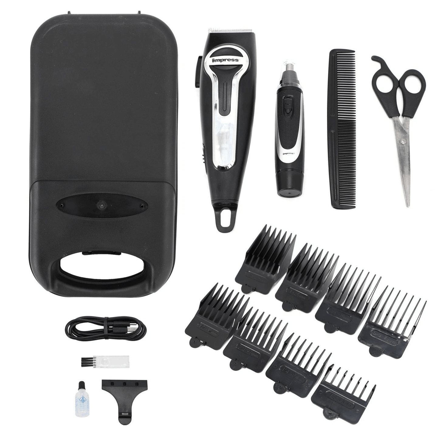 Impress 18-Pce Rechargeable Hair Clipper and Nose Trimmer Set