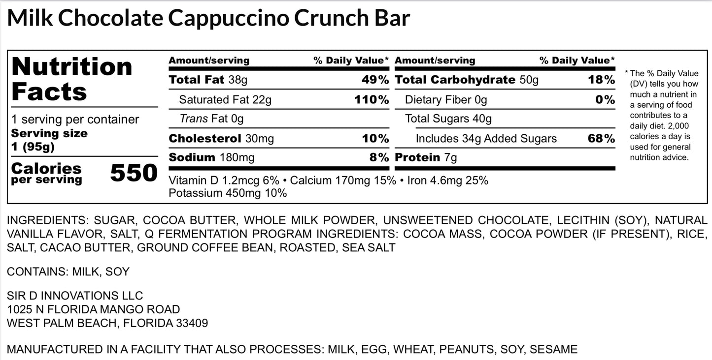 Cappuccino Crunch Chocolate Bar