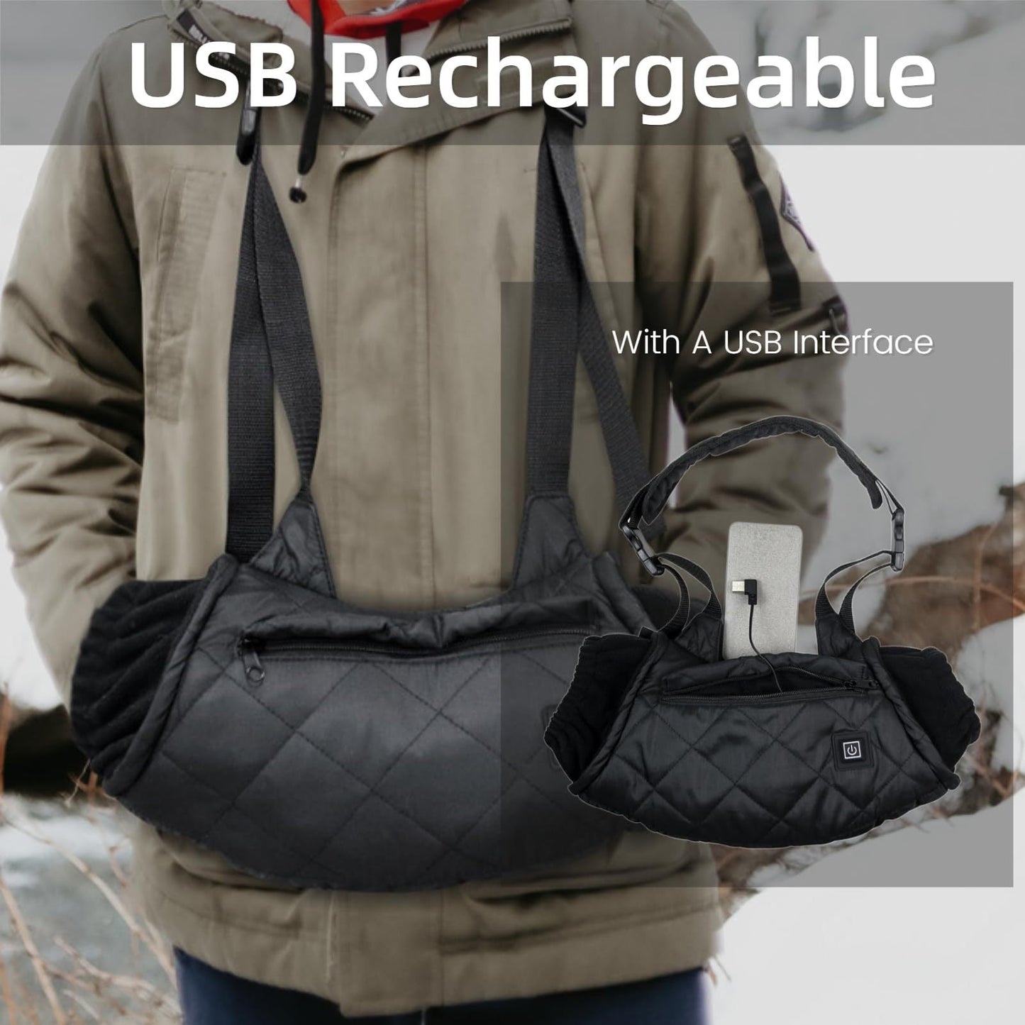 LITEGUEST USB Heated Hand Muff – Winter Outdoor Hand Warmers