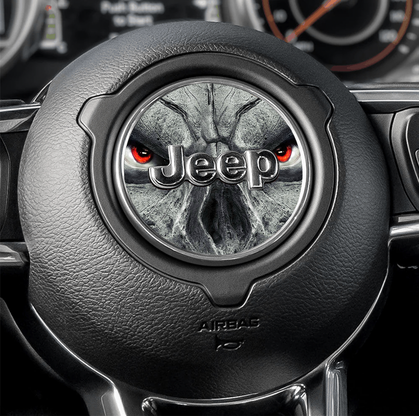 Steering wheel decal skull face