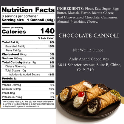 Andy Anand Chocolate Cannoli Italian Sicilian Creamy Dessert 4 Flavors (8 Pcs)