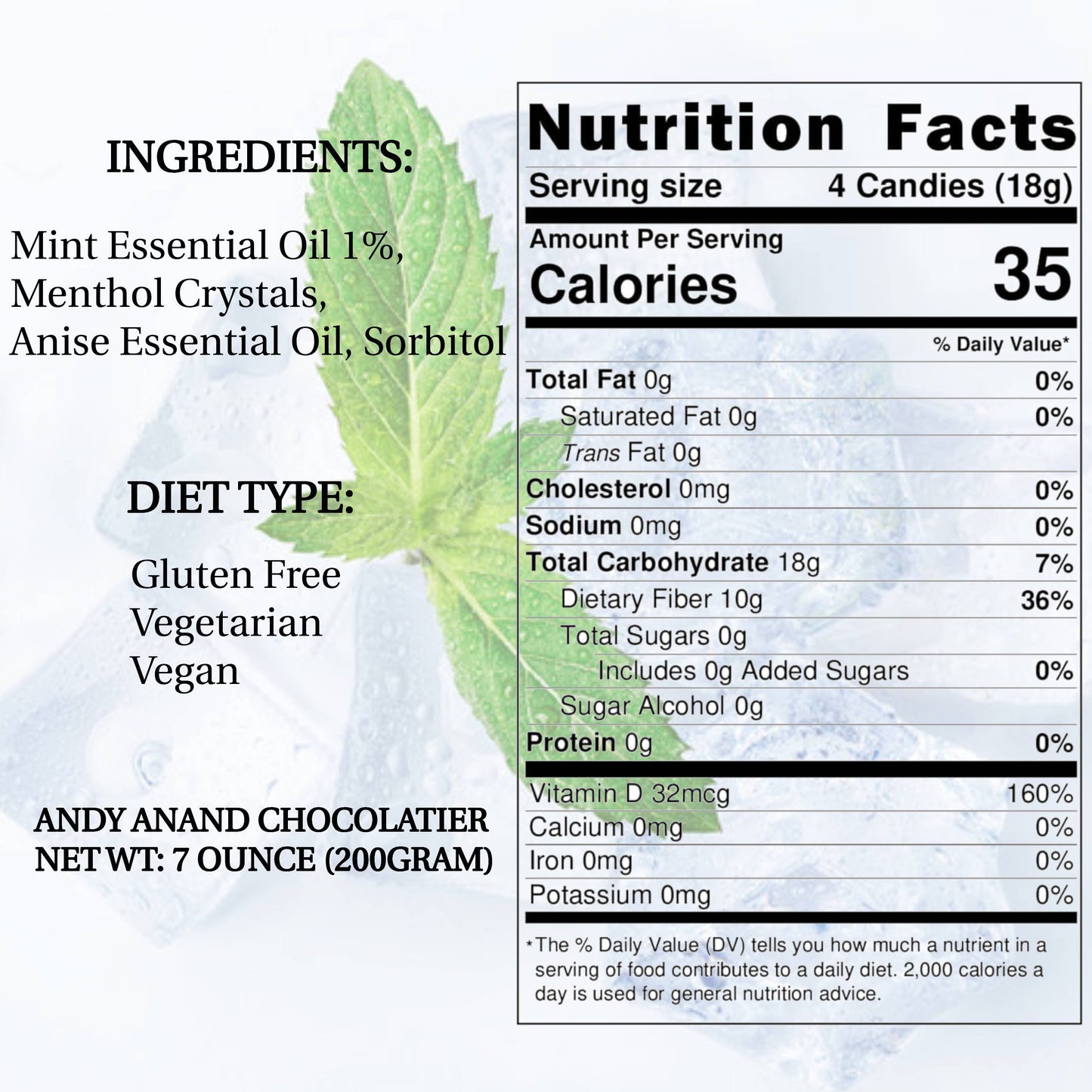 Andy Anand Sugar-Free Italian Balsamic Mint Candy, 300 pc, 7 oz – Imported, Keto, Vegan, Gluten-Free, Diabetic-Friendly Gourmet Gift Box