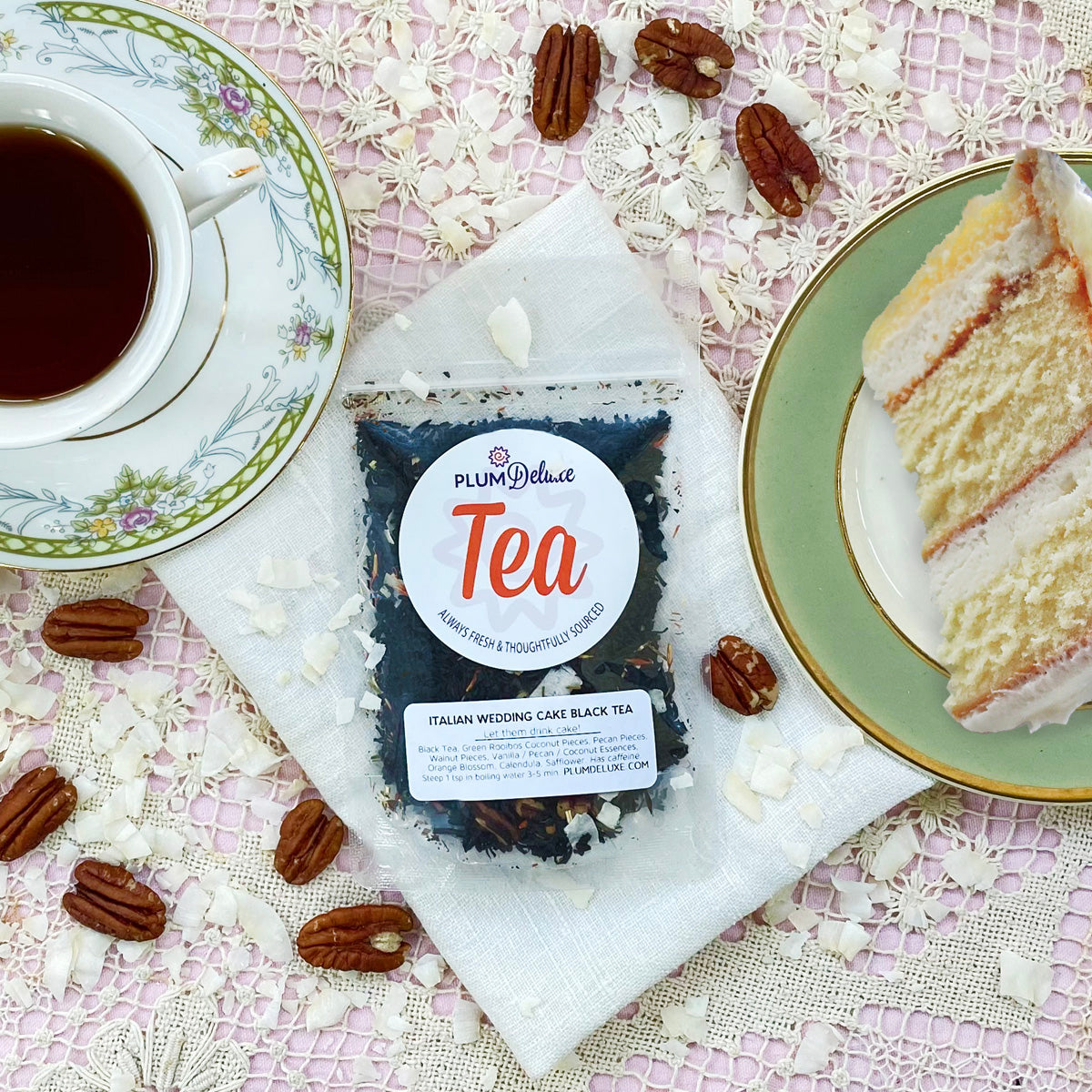Plum Deluxe Tea Italian Wedding Cake Blend Dessert Tea (Caramel - Coconut - Pecan)