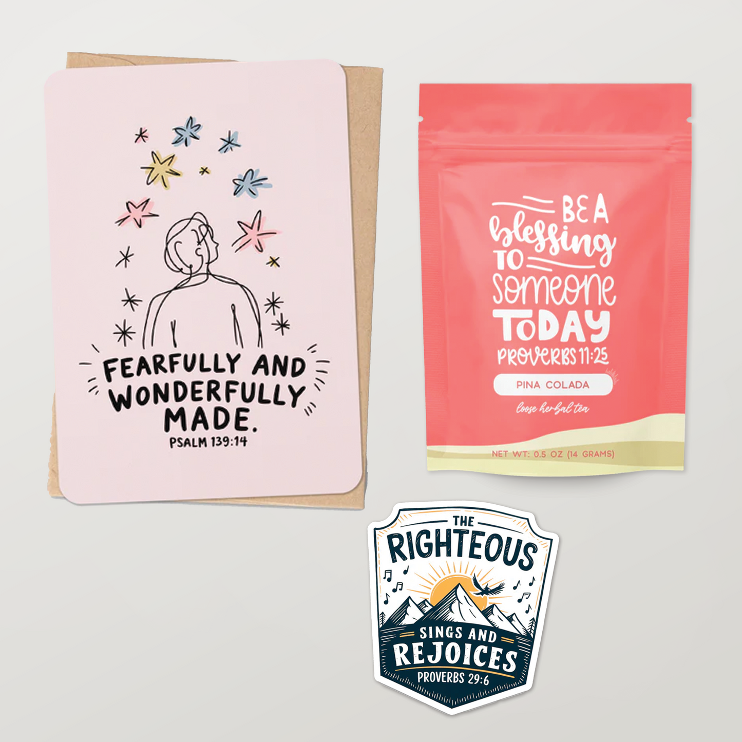 Christian Gift Set – Joy & Gratitude (Psalm 139:14 + Proverbs 29:6)