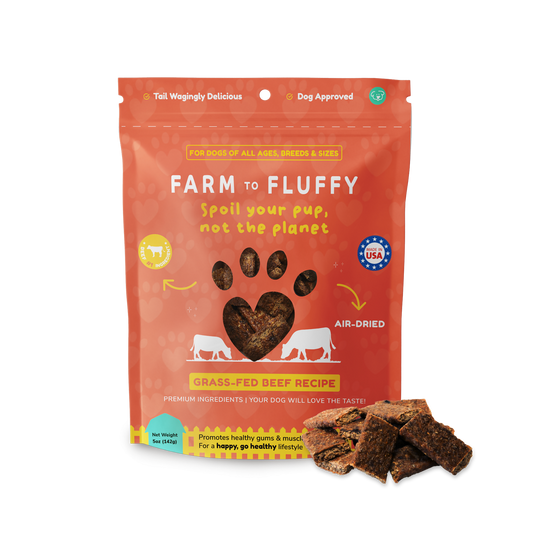 Farm To Fluffy Grass-Fed Beef Dog Treats, Antibiotic Free, Sustainable Bag - 5 oz