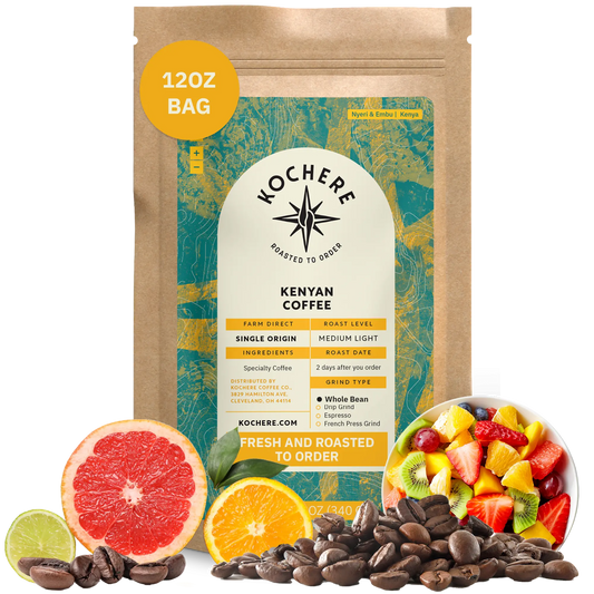 Kochere Coffee Kenyan Nyeri Embu AB Medium-Light Roast - Fruity, Balanced, Bright Cup