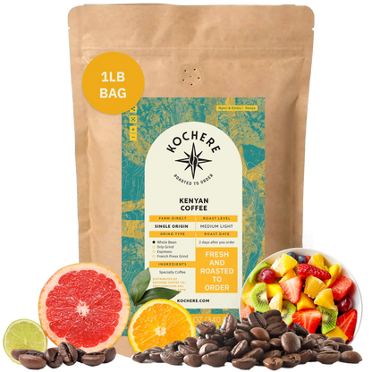 Kochere Coffee Kenyan Nyeri Embu AB Medium-Light Roast - Fruity, Balanced, Bright Cup