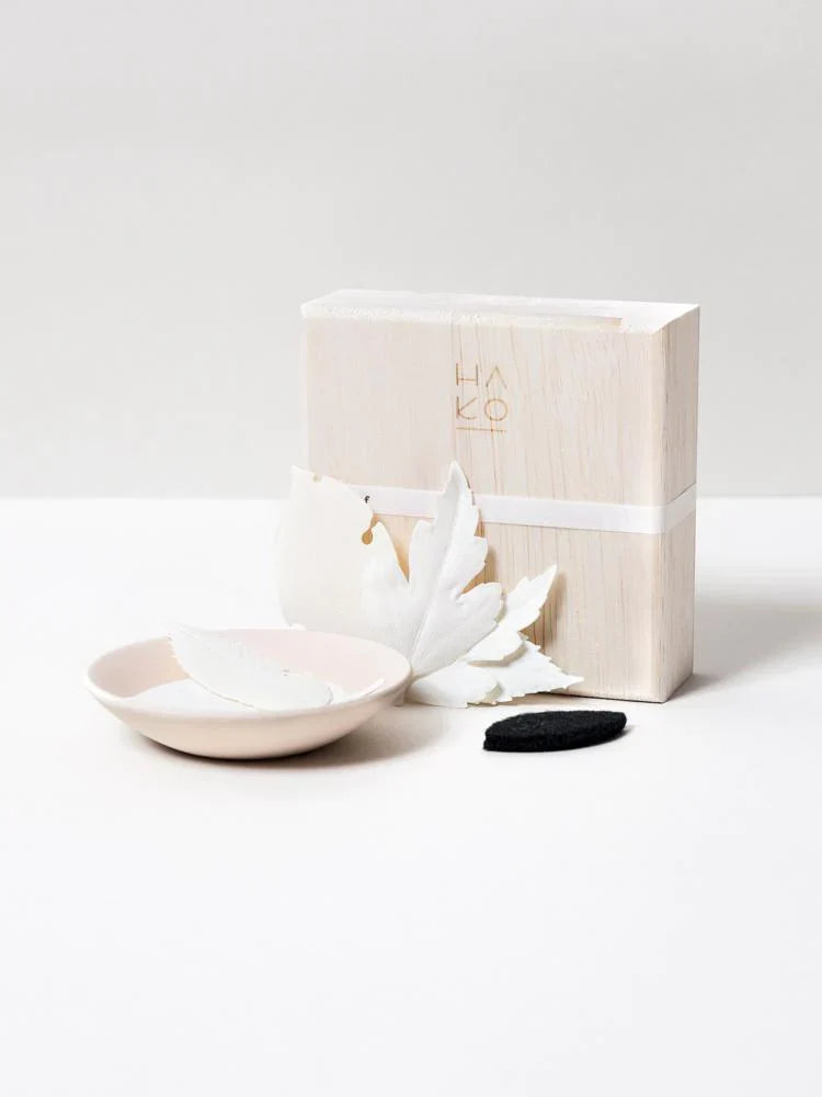 HA KO Paper Incense - Wooden Box Set of 6 With Incense Mat and Dish