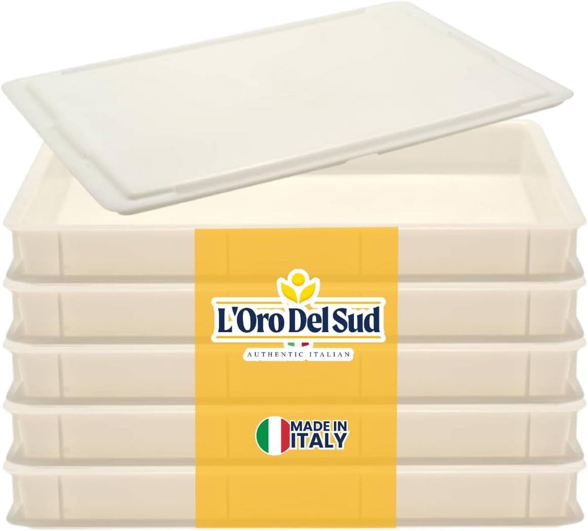L'Oro Del Sud, 5 Dough Proofing Box Trays with 1 Lid, White, 6 Pack