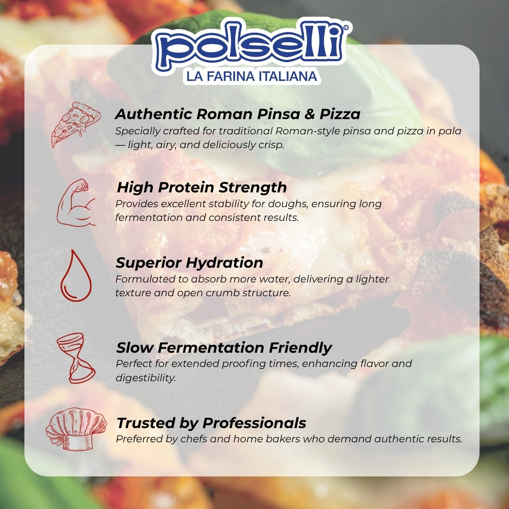 Polselli, La Romana Pinsa & Pizza in Pala Flour, Tipo 0 Flour, 11 lb (5 kg)