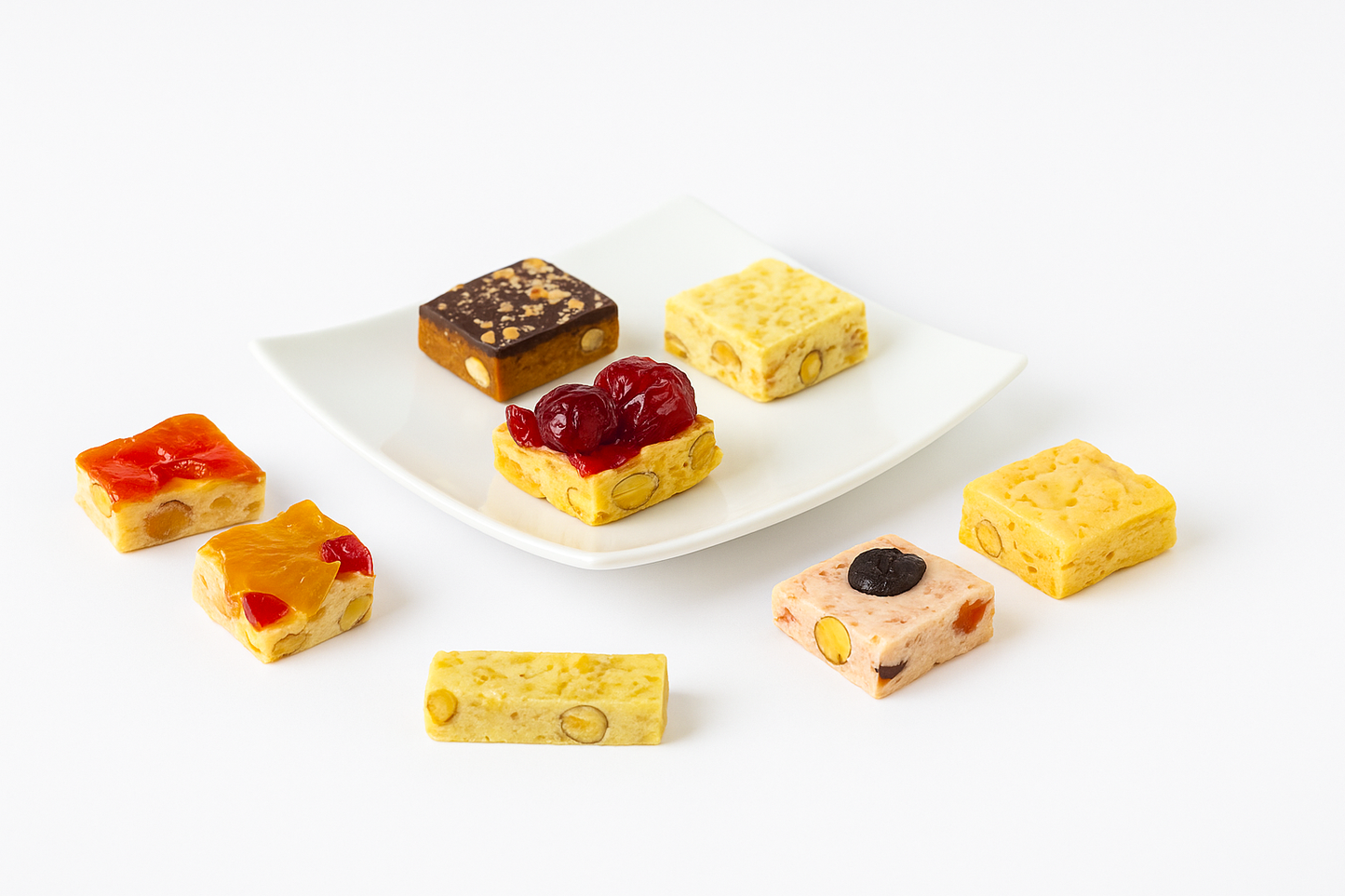 Andy Anand Luxury Italian Nougat Brittle 22 Pieces – Almond, Pistachio, Cherry, Citrus, Imported European Nougat - A Delicious and Traditional Treat - 7 Oz