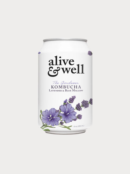 Alive & Well Lavender & Blue Mallow Kombucha Cans -  6 Pack case