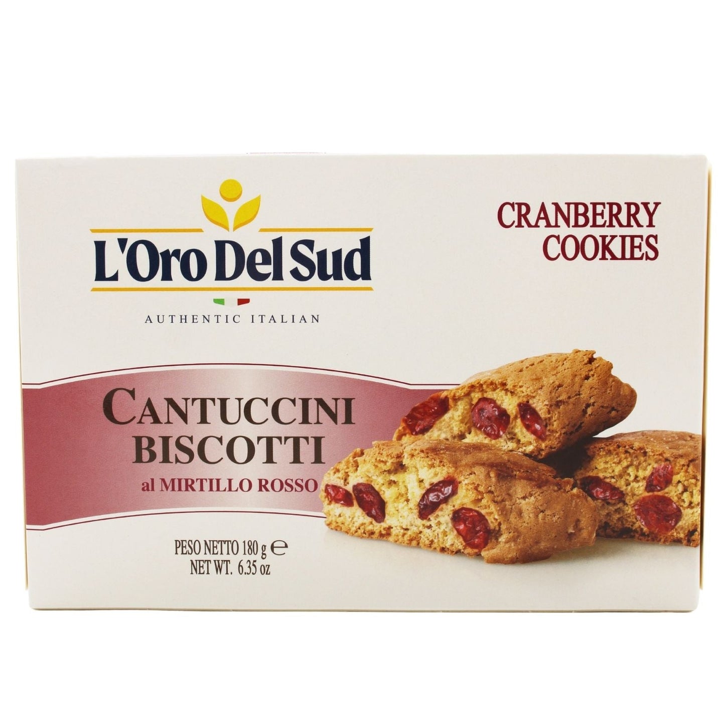 L'Oro Del Sud Cantuccini Biscotti with Cranberries, 6.35 oz