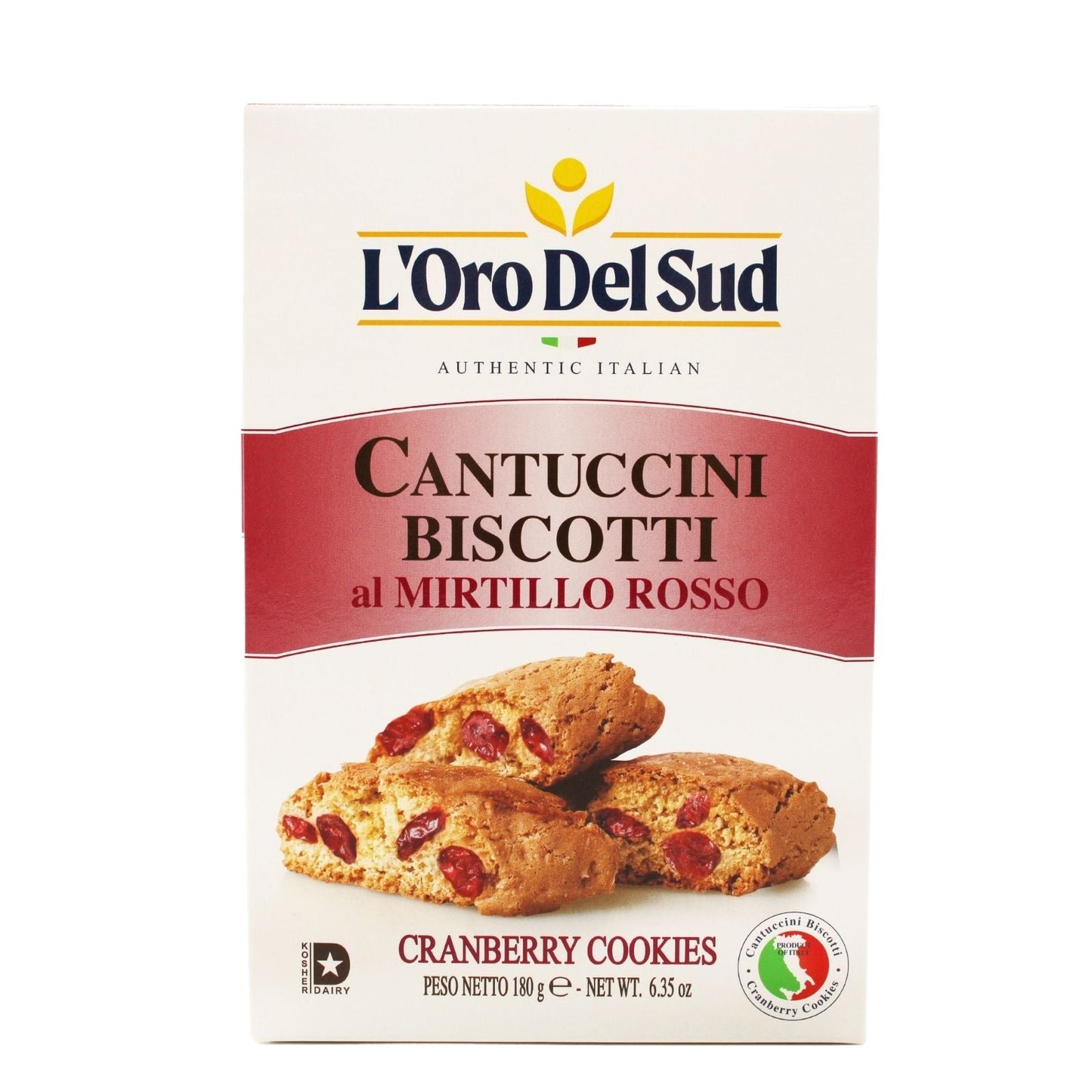 L'Oro Del Sud Cantuccini Biscotti with Cranberries, 6.35 oz
