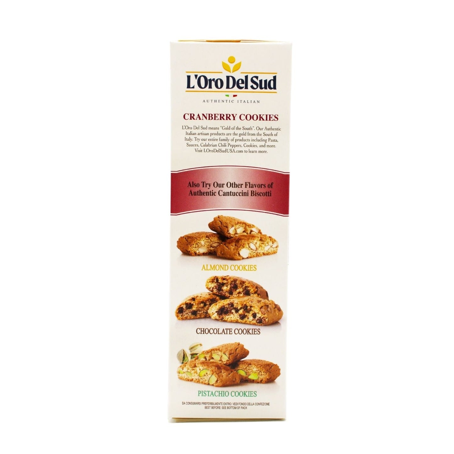 L'Oro Del Sud Cantuccini Biscotti with Cranberries, 6.35 oz