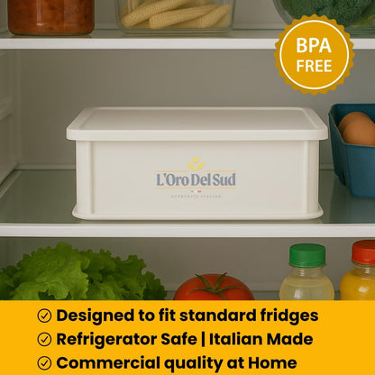 L'Oro Del Sud Dough Proofing Box with Lid (1 Box + 1 Lid) White – Italian Made Professional Quality