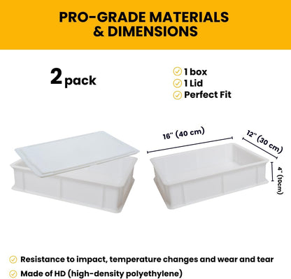L'Oro Del Sud Dough Proofing Box with Lid (1 Box + 1 Lid) White – Italian Made Professional Quality