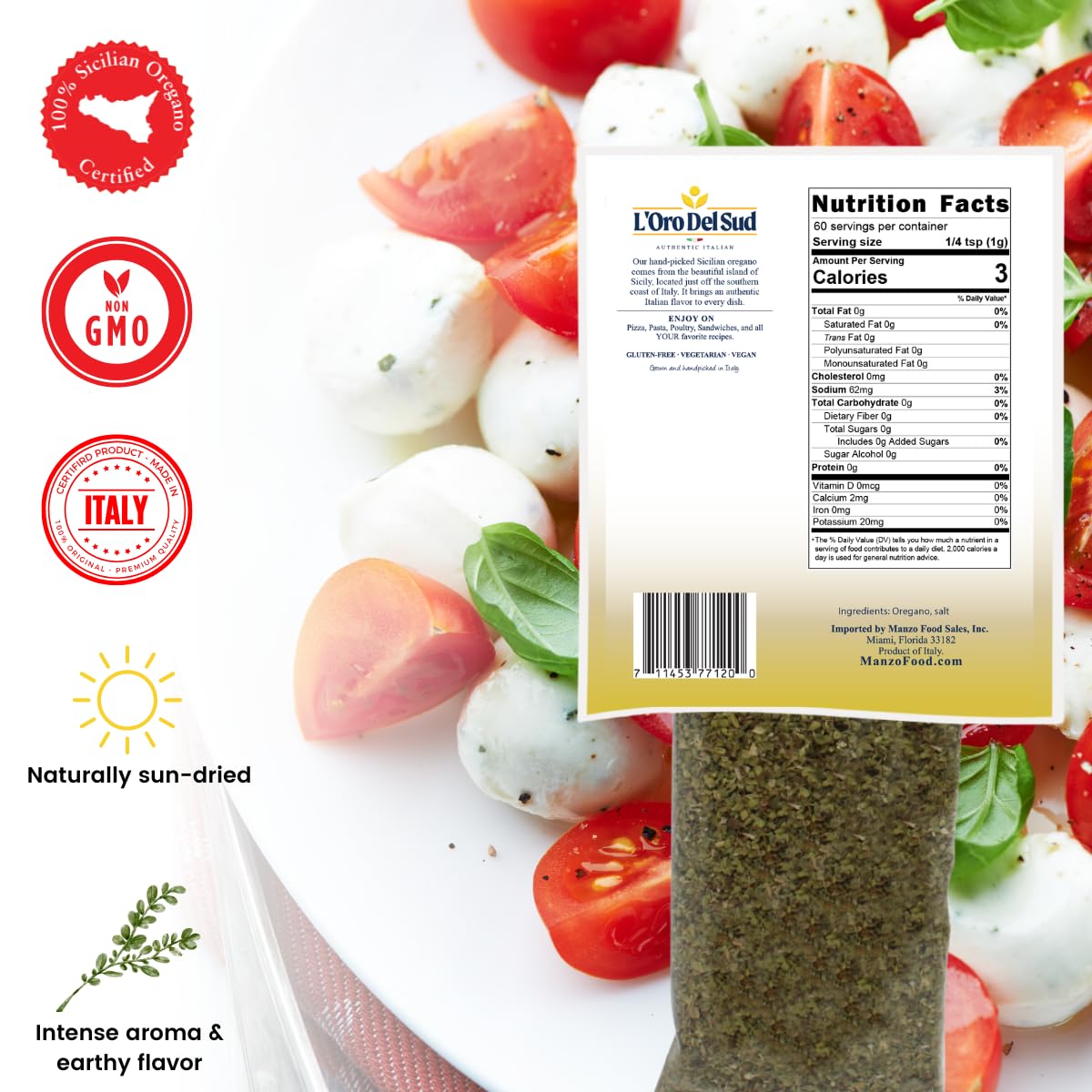 L’Oro Del Sud, Ground Sicilian Oregano, 2.11 oz (60 g)