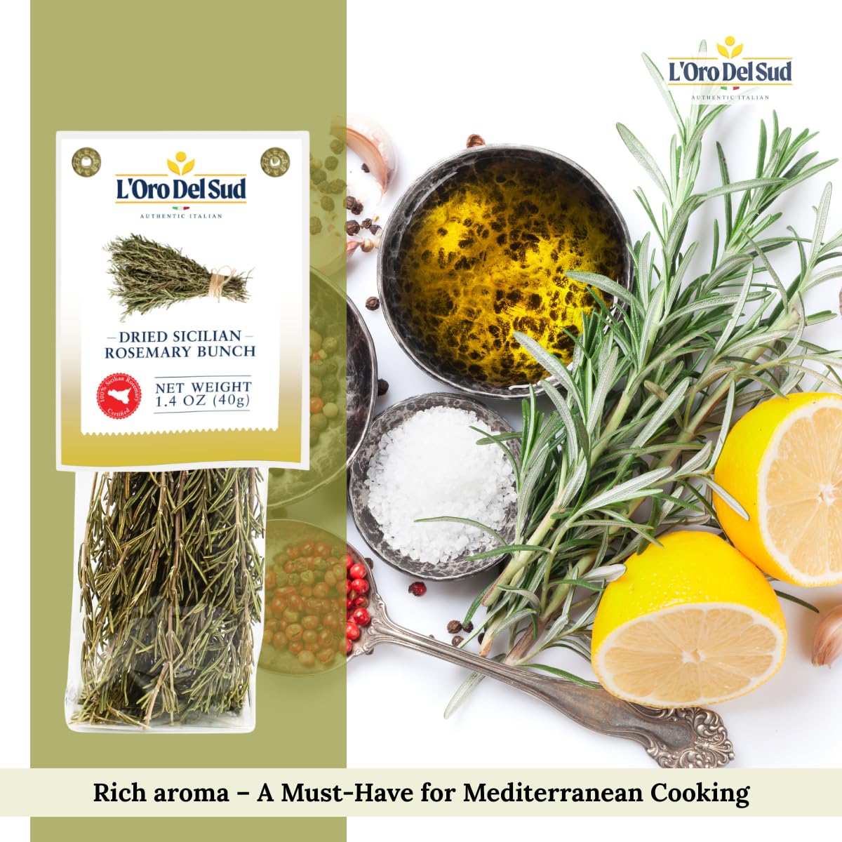 L’Oro Del Sud, Sicilian Rosemary Leaves, 2.11 oz (60 g)