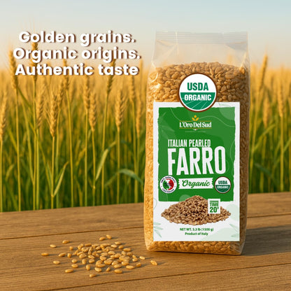 L’Oro Del Sud, Organic Italian Pearled Farro, 3.2 lb (1.5 kg)
