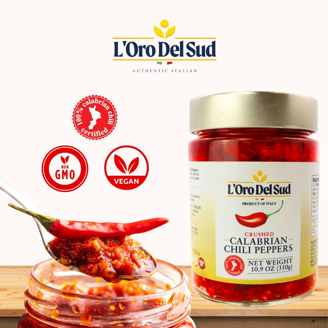 L'Oro Del Sud, Crushed Calabrian Chili Peppers, 10.9 oz (309 g)