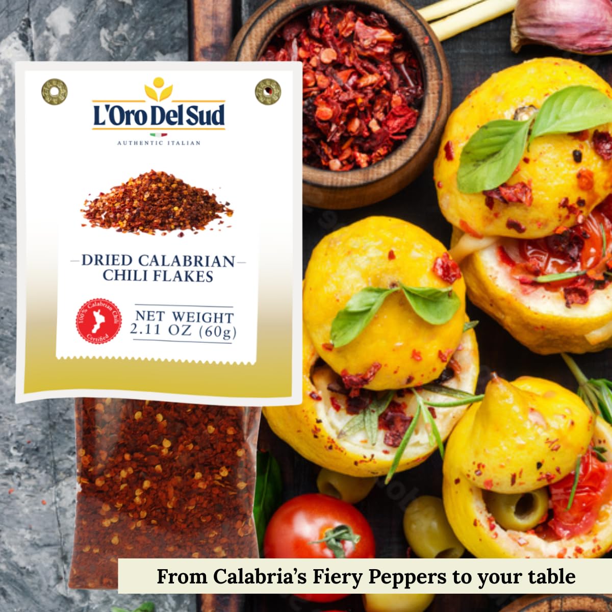 L'Oro Del Sud, Dried Calabrian Chili Flakes, 2.11 oz (60 g)