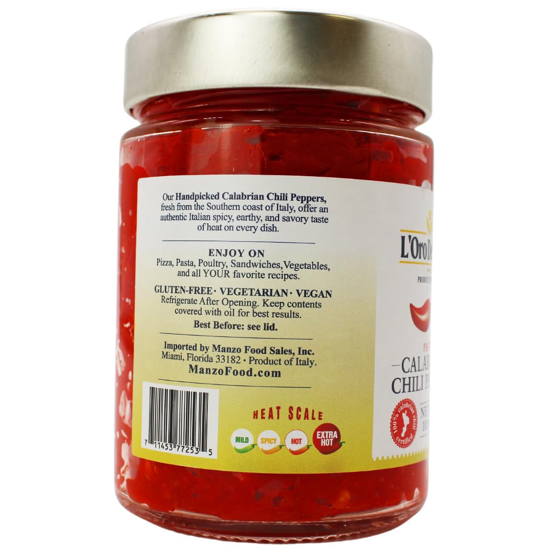 L'Oro Del Sud, Sliced Calabrian Chili Peppers, 9.8 oz  (280 g)