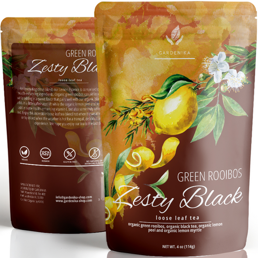 Lemon Essence Black Loose Leaf Tea with Green Rooibos, USDA Organic, 55+ Cups – 4 Oz (113g)