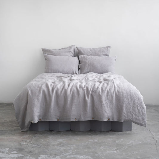 Linen Tales Light Grey Linen Duvet Cover Set