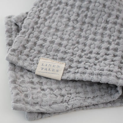 Linen Tales Light Grey Linen & Cotton Honeycomb Waffle Towel Set