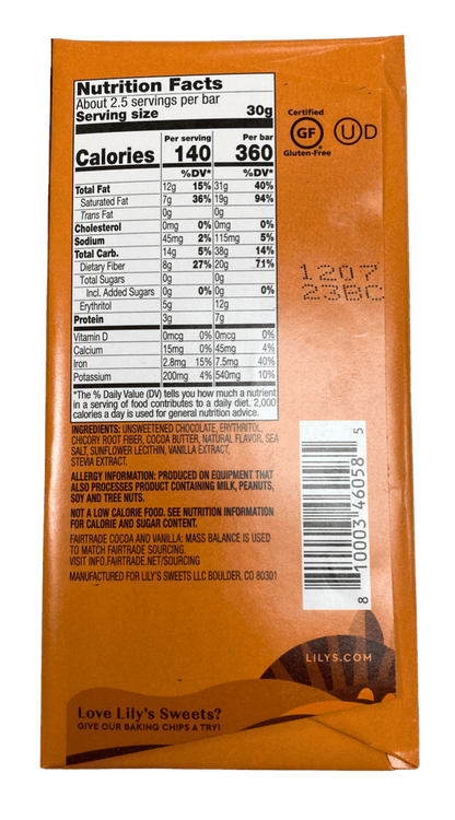 Chocolate Bars, Dark, Stevia Sweetened, Lily's