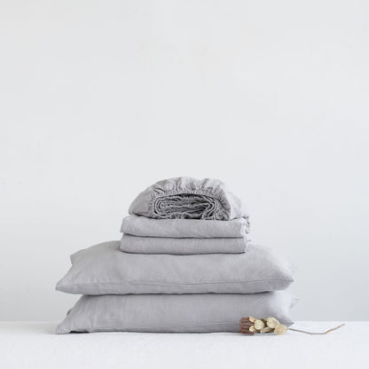 Linen Tales Light Grey Linen Sheet Set