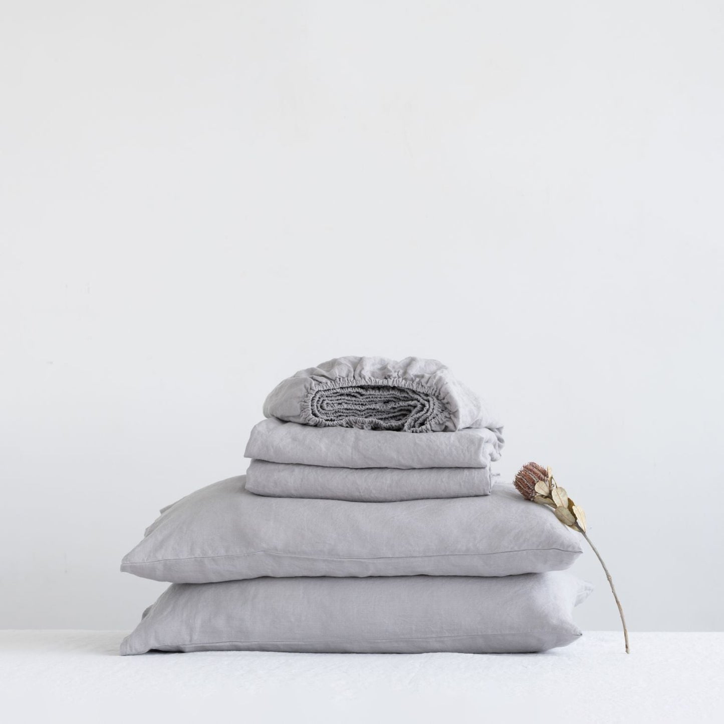 Linen Tales Light Grey Linen Sheet Set