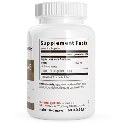Organic Lions Mane Extract Capsules by Real Mushrooms